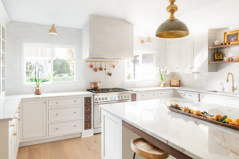 curated kitchen renovation white and metallic